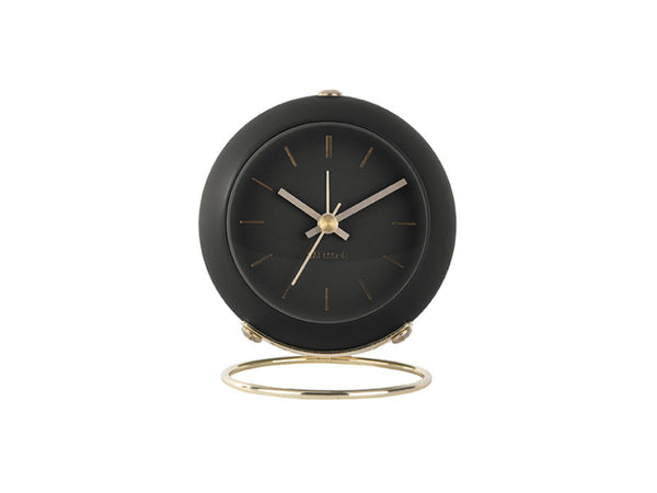 Front view of the Karlsson Globe alarm clock in Black