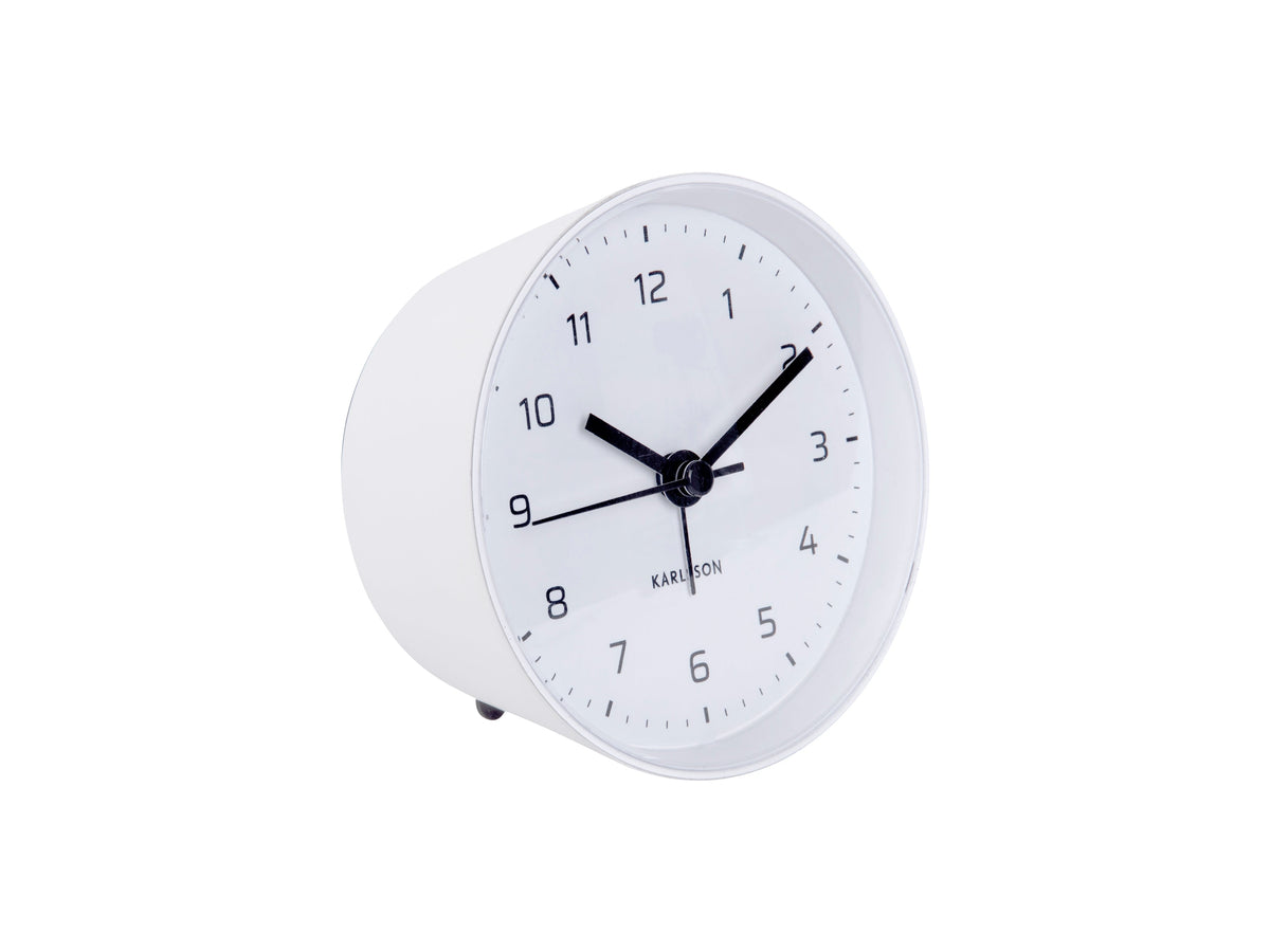 Karlsson Cone alarm clock in White, angled on a white background