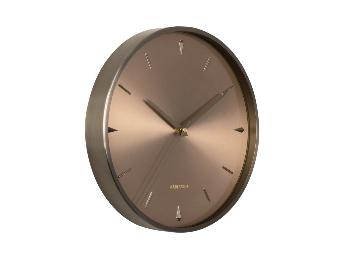 Karlsson Jewel wall clock in Gunmetal, angled to show its slim profile
