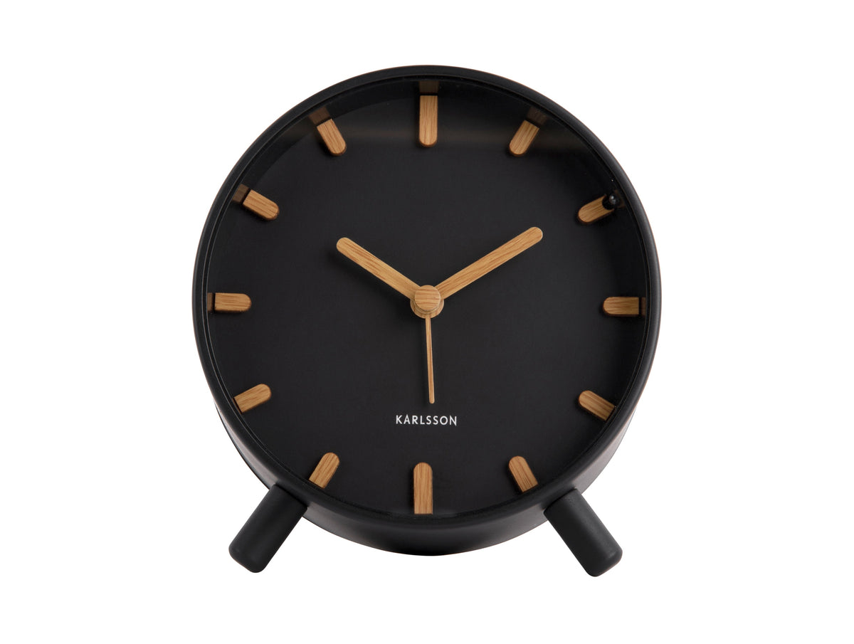Karlsson Grace Alarm Clock in black, angled view