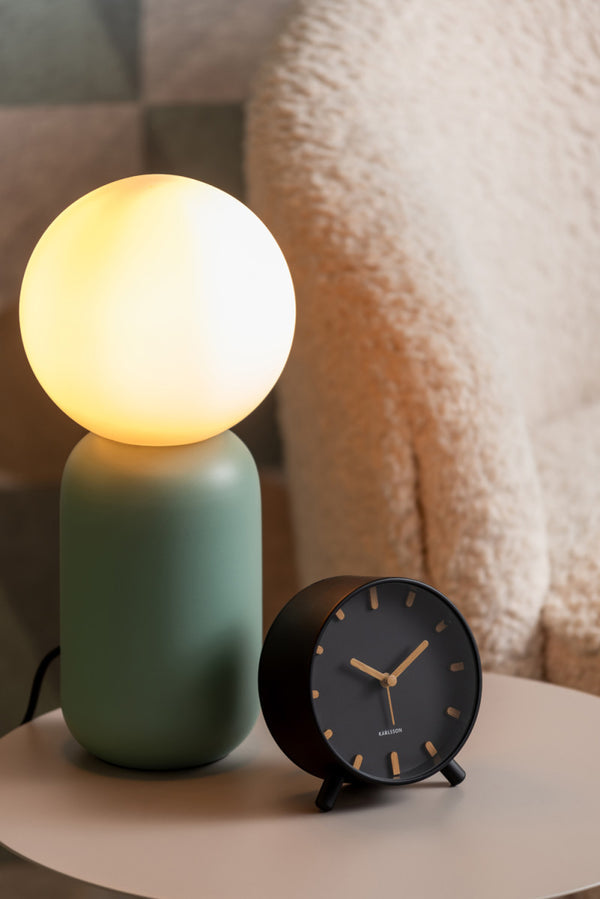 Karlsson Grace Alarm Clock in black, detail of the face