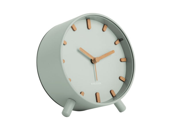 Karlsson Grace Alarm Clock in greyed jade on a white background