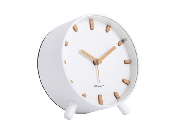 Karlsson Grace Alarm Clock in white on a white background