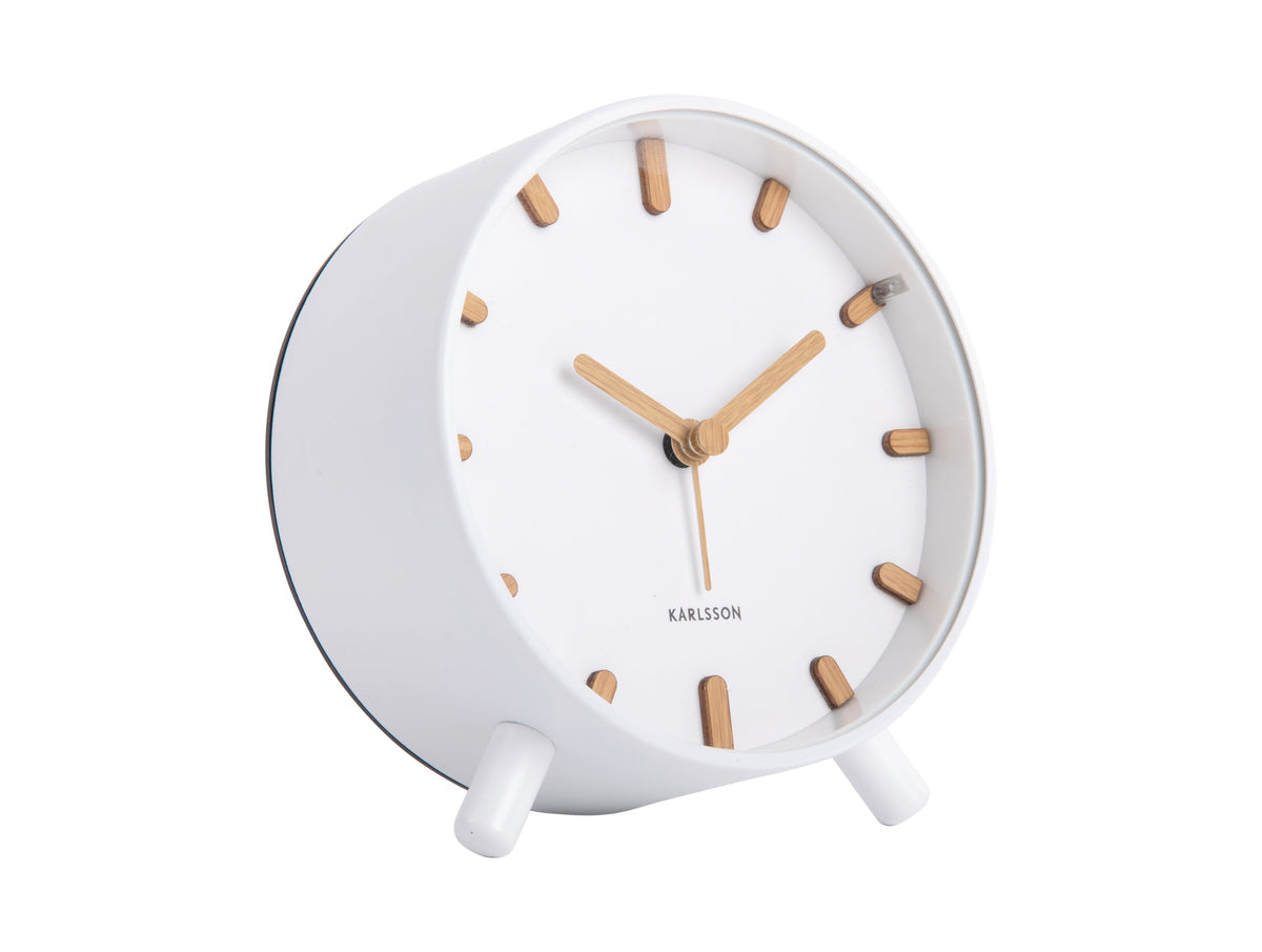 Karlsson Grace Alarm Clock in white on a white background