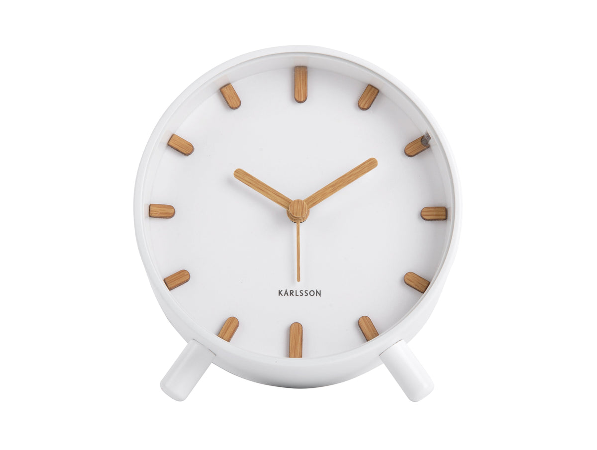 Karlsson Grace Alarm Clock in white, angled view