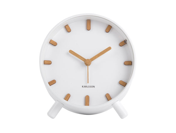 Karlsson Grace Alarm Clock in white, angled view