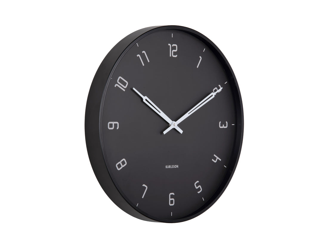 Stark Silent Wall Clock by Karlsson in matte black on a white background