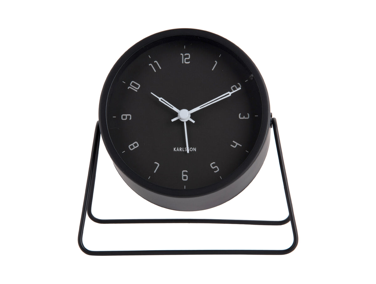 Karlsson Stark Alarm Clock in black, angled view