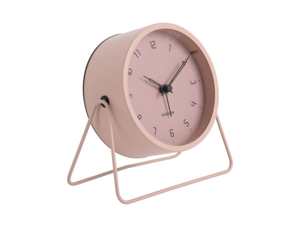 Karlsson Stark Alarm Clock in faded pink on a white background