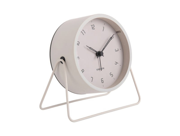 Karlsson Stark Alarm Clock in warm grey on a white background