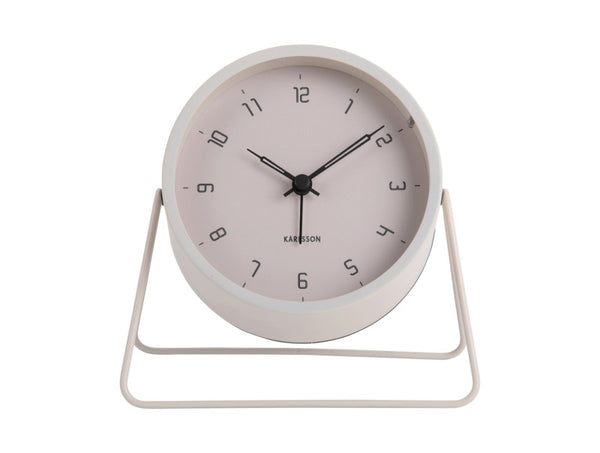 Karlsson Stark Alarm Clock in warm grey, angled view