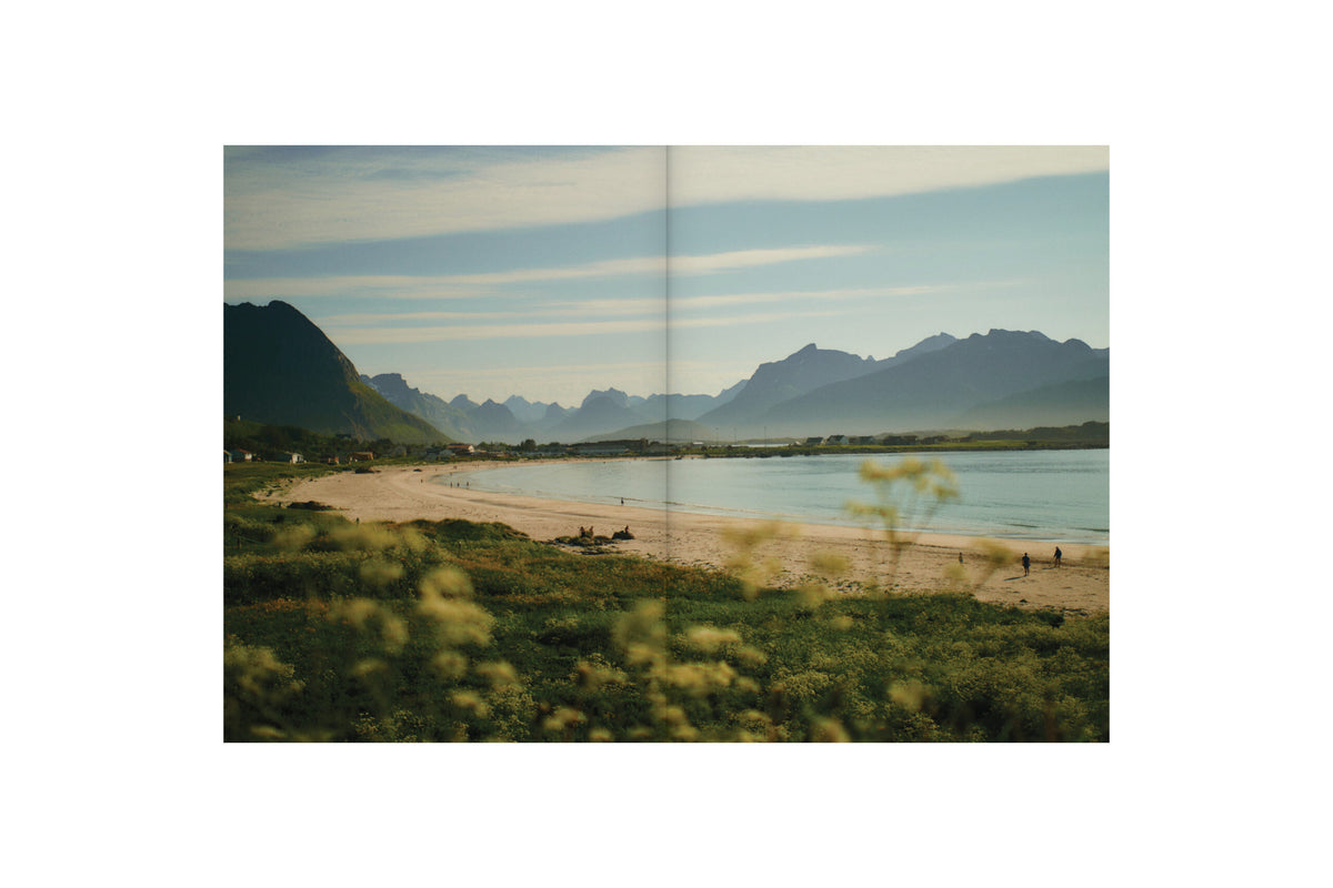 Kinfolk Journeys page spread showing a remote landscape