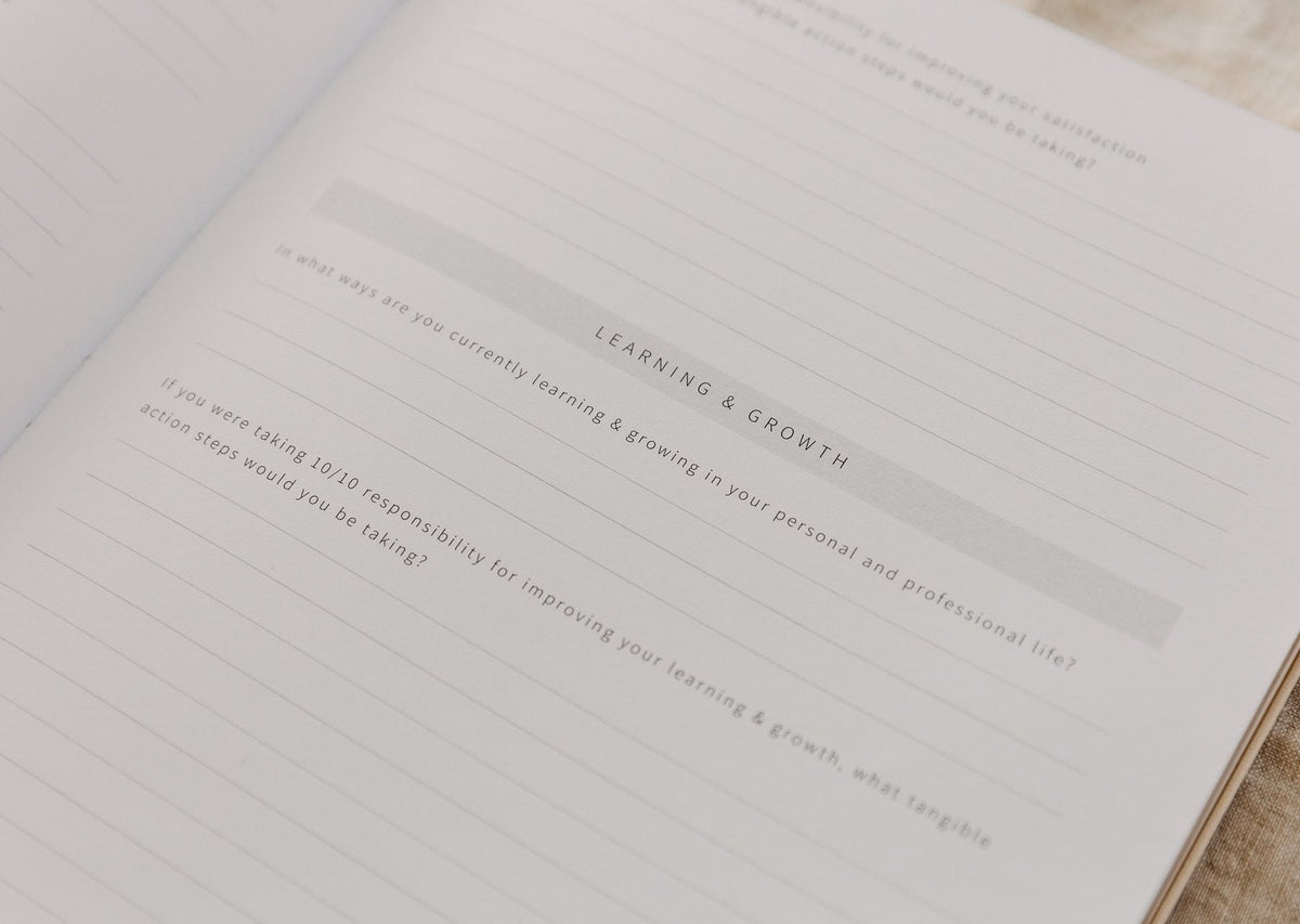 Open page of the YOU. journal showing a ruled Learning and Growth reflection prompt