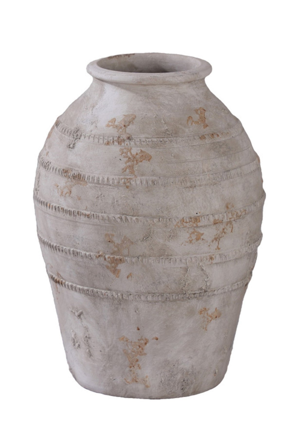 Medium Pienza terracotta jar in weathered greywash finish, 40 x 26.5cm