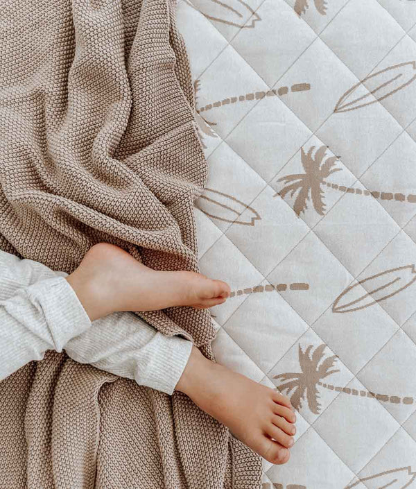 KNITTED ALLIRA BLANKET - OLIVE/NATURAL/TOFFEE