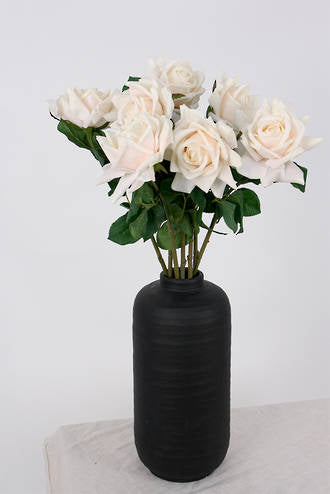 Aida Real Touch Rose, White & Peach 65cm Faux Stem