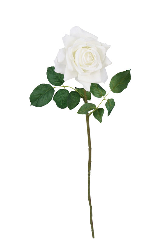 Aida Real Touch Rose, White & Peach 65cm Faux Stem