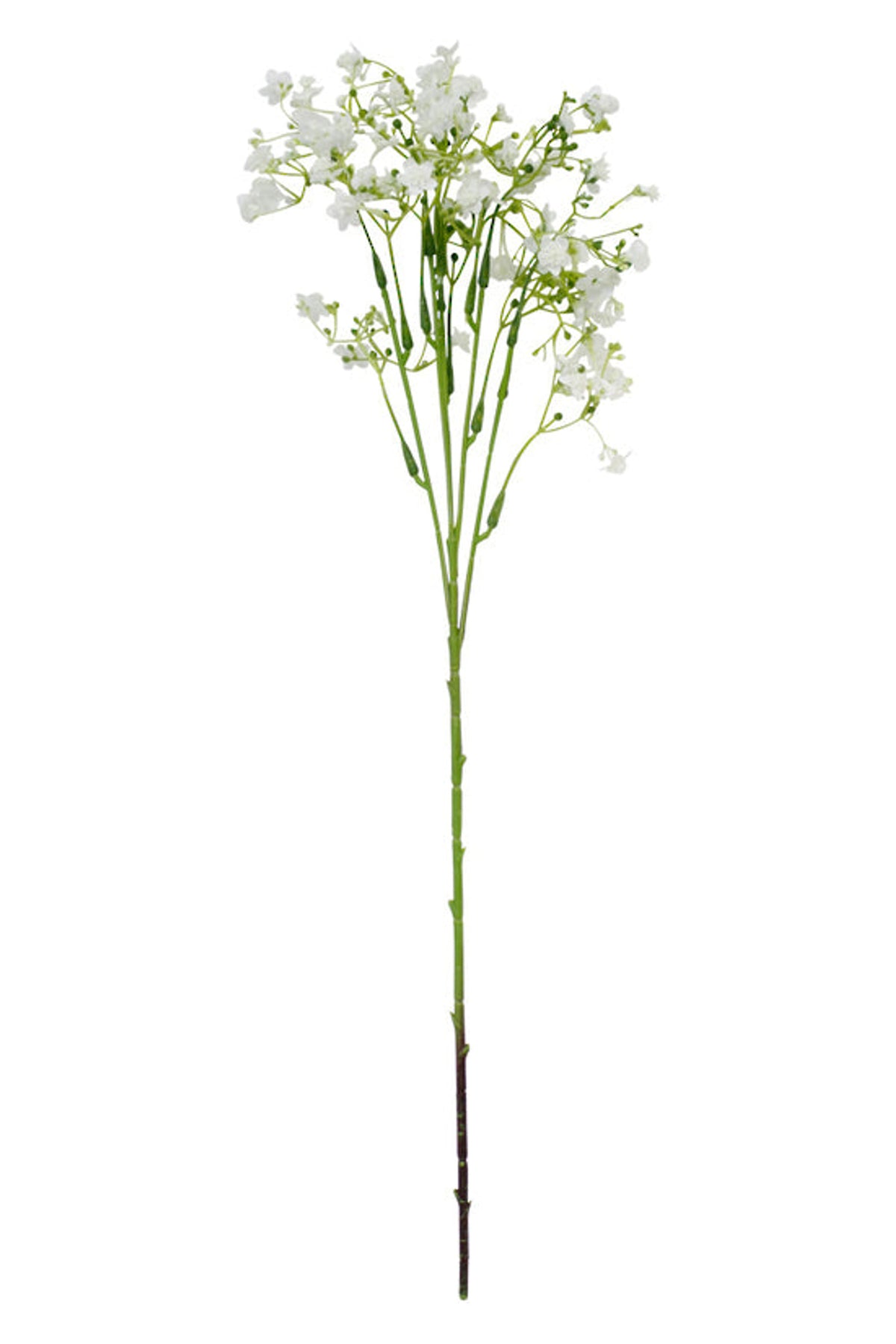 Faux mini gypsophila spray in white on a white background