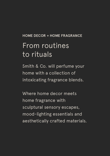 Smith & Co. brand card reading From routines to rituals on a black background