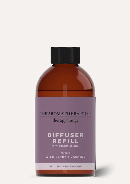 Therapy Wild Berry and Jasmine diffuser refill in an amber bottle