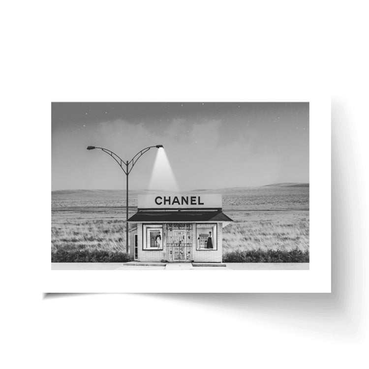 Chanel Shop black and white print unframed on matte card