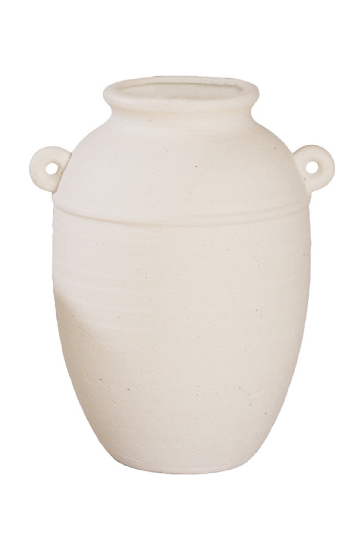 Large Vera terracotta urn in sand finish with ear handles, 40 x 27cm