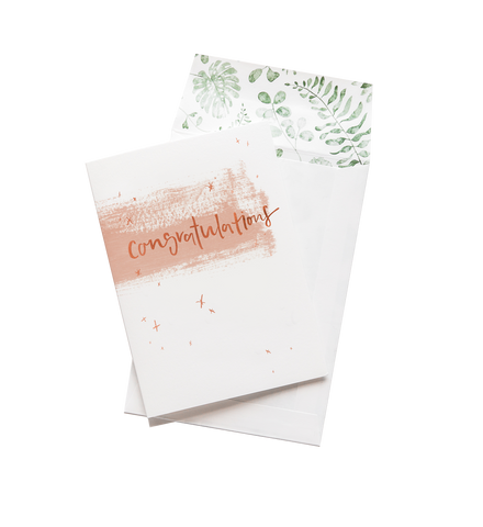 WILD HEARTS botanical envelope, Emma Kate Co luxe Congratulations greeting card set.