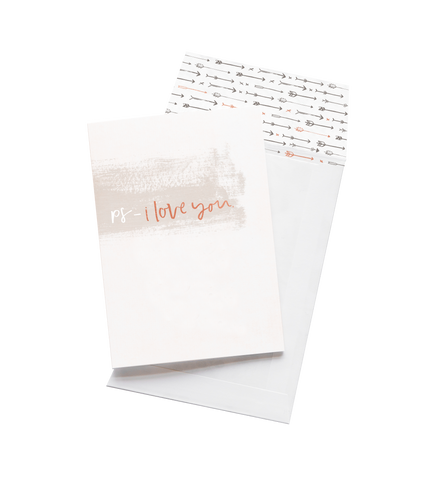 P.S I Love You luxe greeting card by Emma Kate Co with arrow envelope