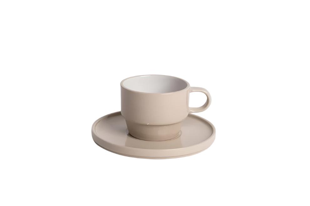 Hudson Mug stackable porcelain mugs in cashmere by Ned Collections