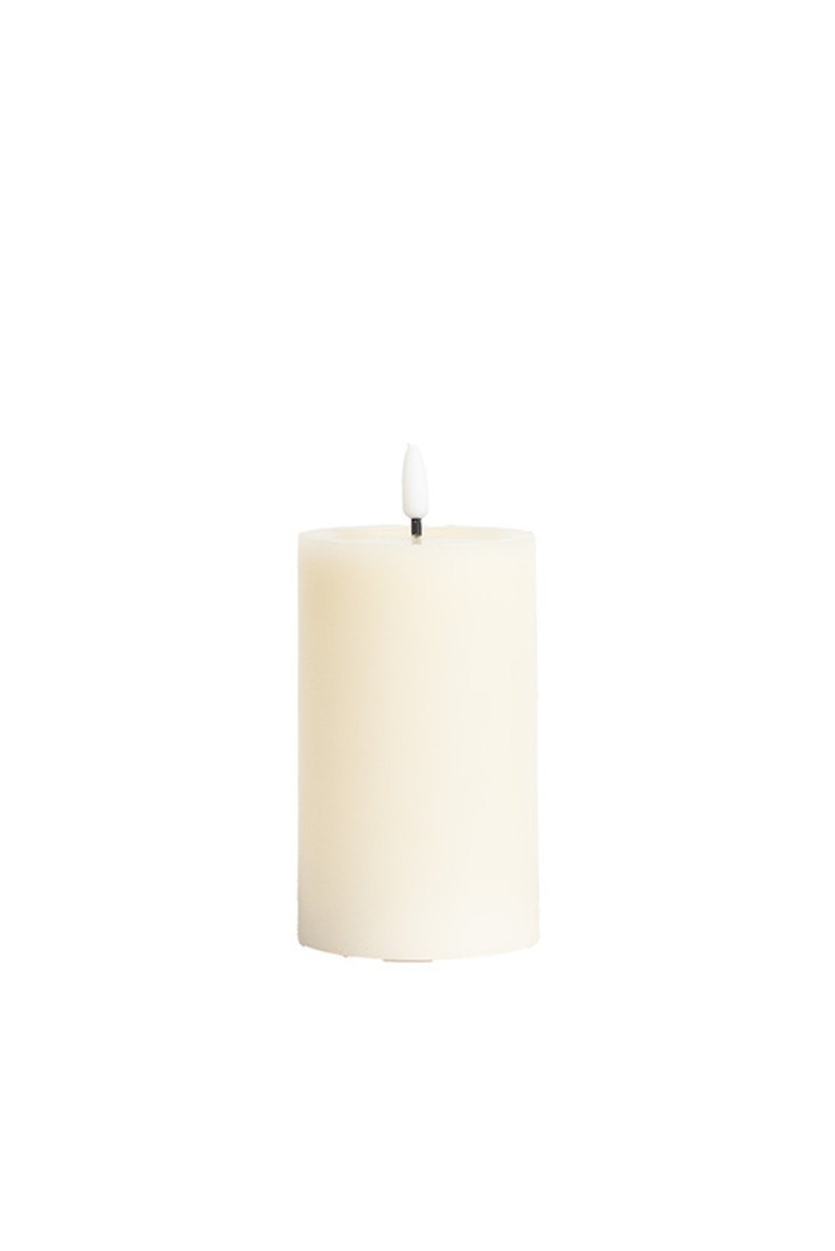 Medium natural ivory LED wax pillar candle with flickering flame, 7.5 x 12.5 cm