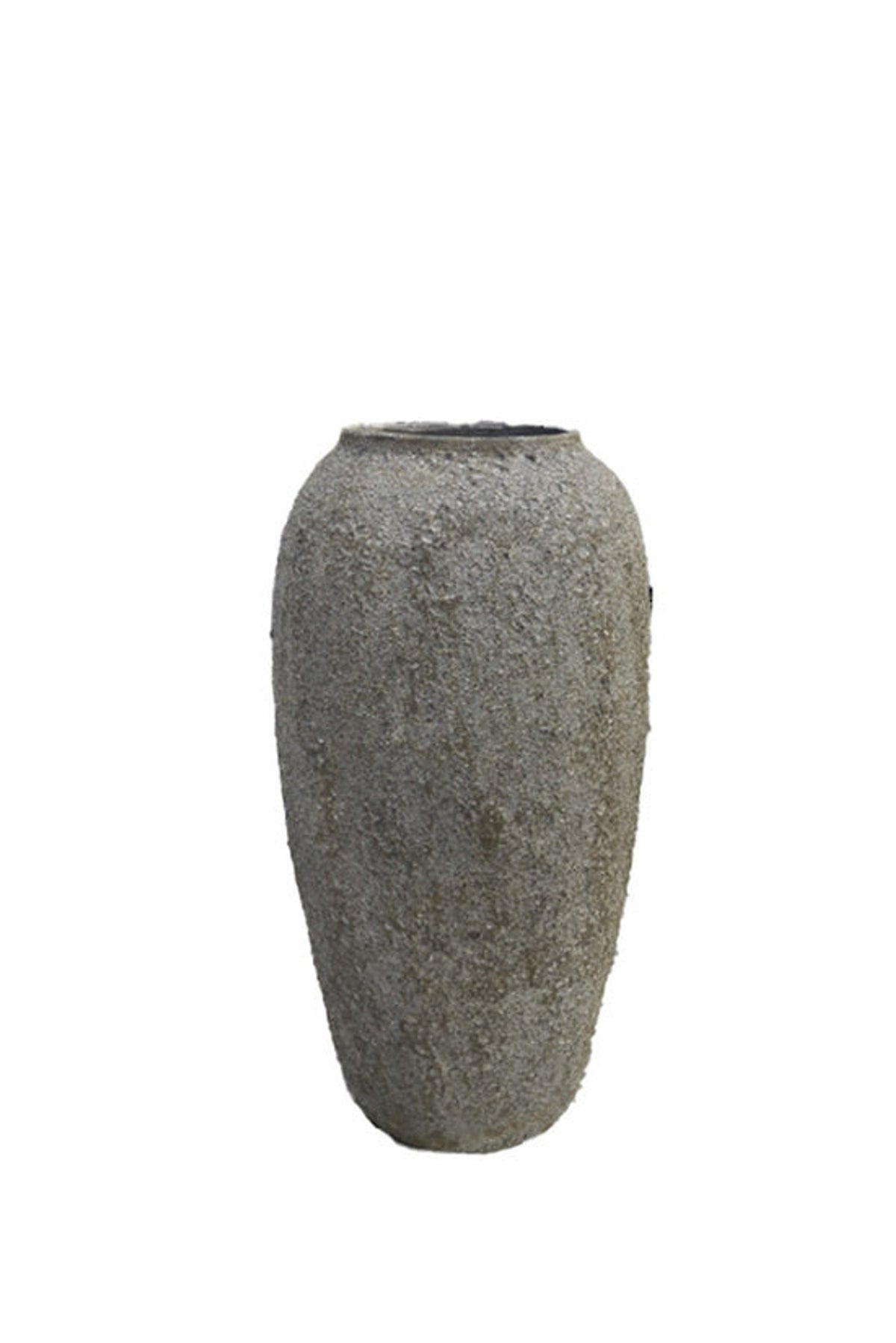 Alfresco Outdoor Pot, large, tall tapered textured grey stone planter