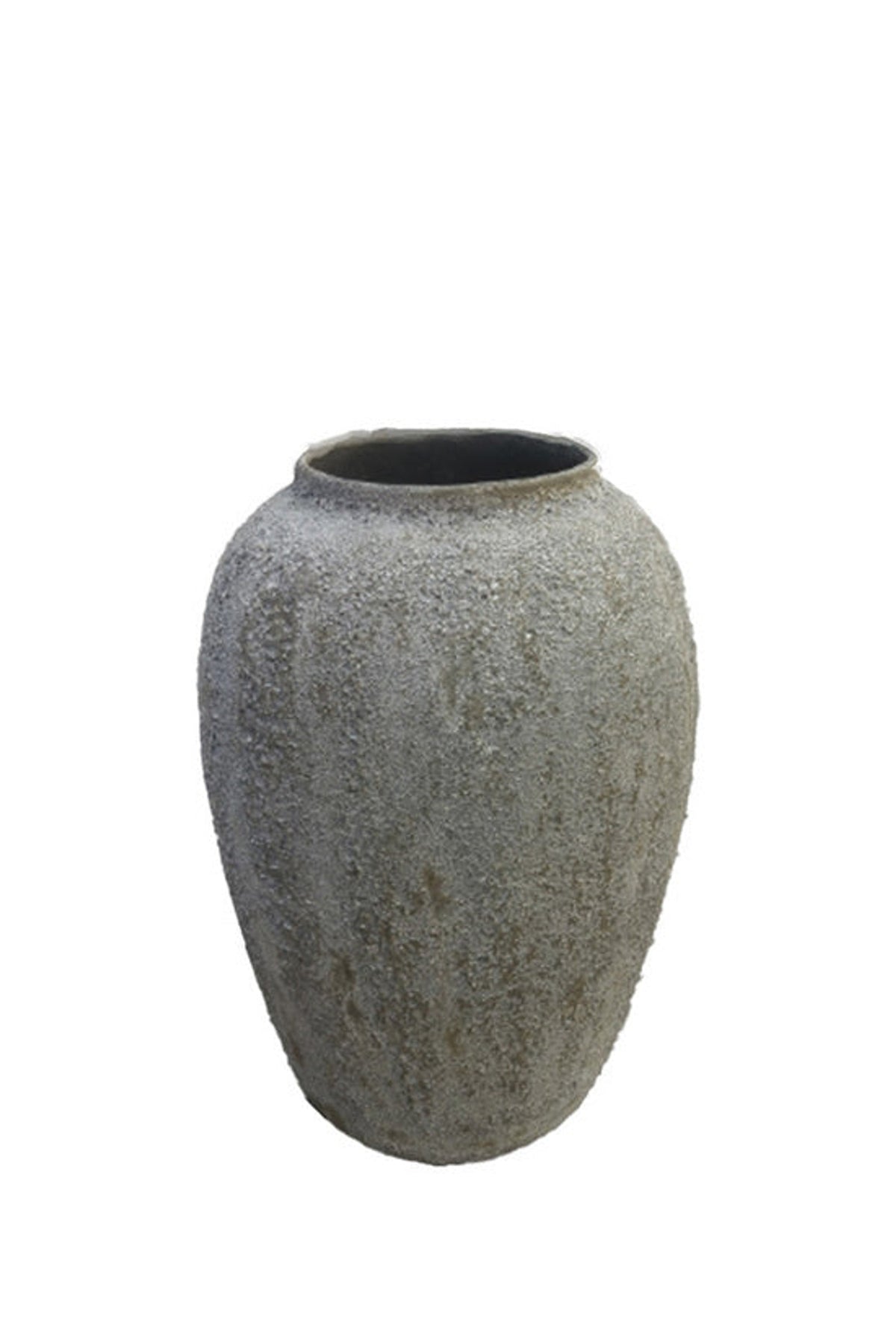 Alfresco Outdoor Pot, small, tapered column planter in textured grey stone