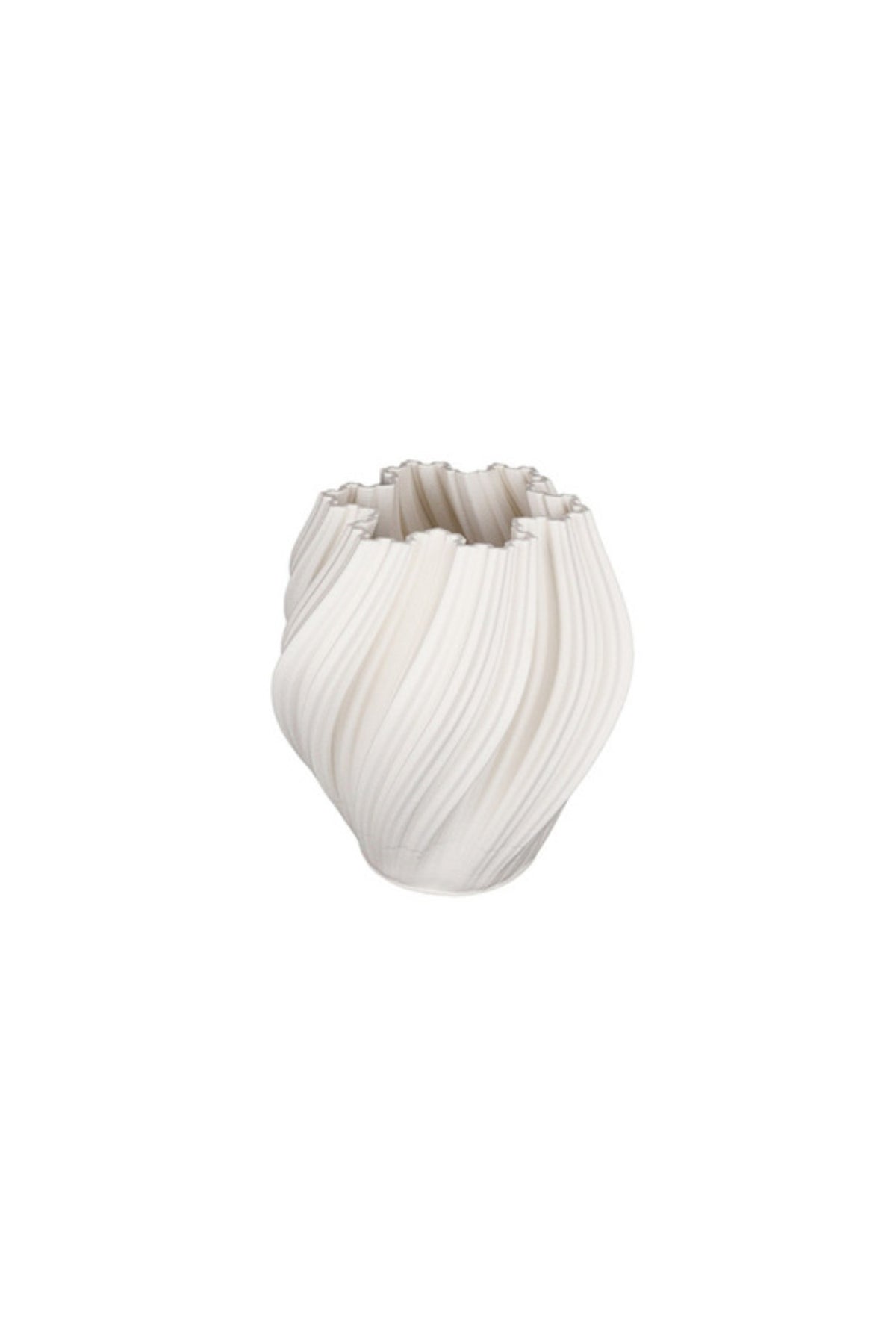 X-Small Amelie 3D ceramic bud vase in white with a rippled fluted body