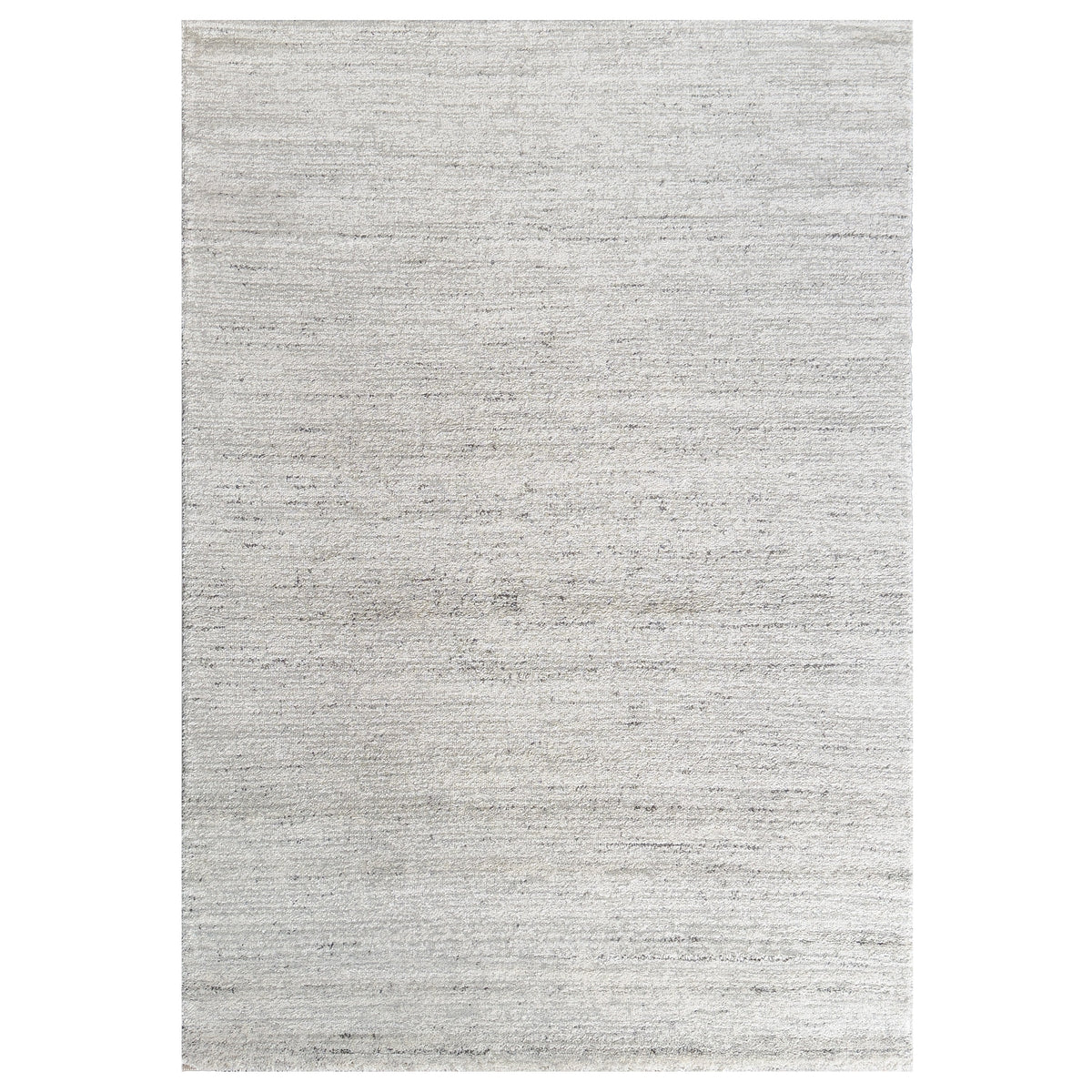 Archer Minimal Rug in heathered pale grey, shown flat on white