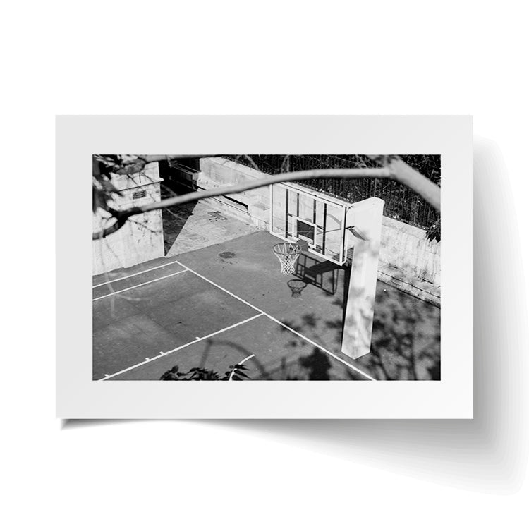 Basketball Hoop print unframed, shown as a loose sheet with a lifted corner