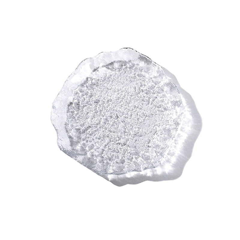 Glacier glass tray, a round dish with a bubbled clear surface, on a plain background