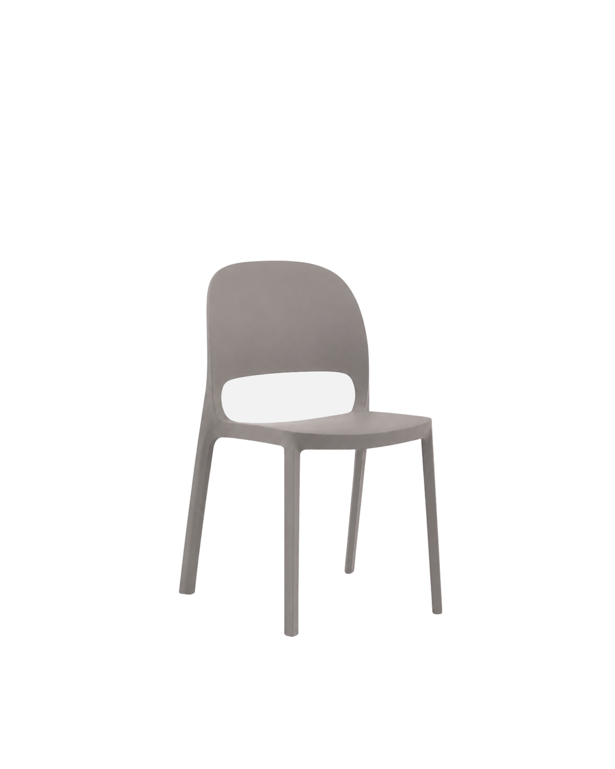 Cali Chair shown in the Cement colour option, a soft grey moulded dining chair, on a white background