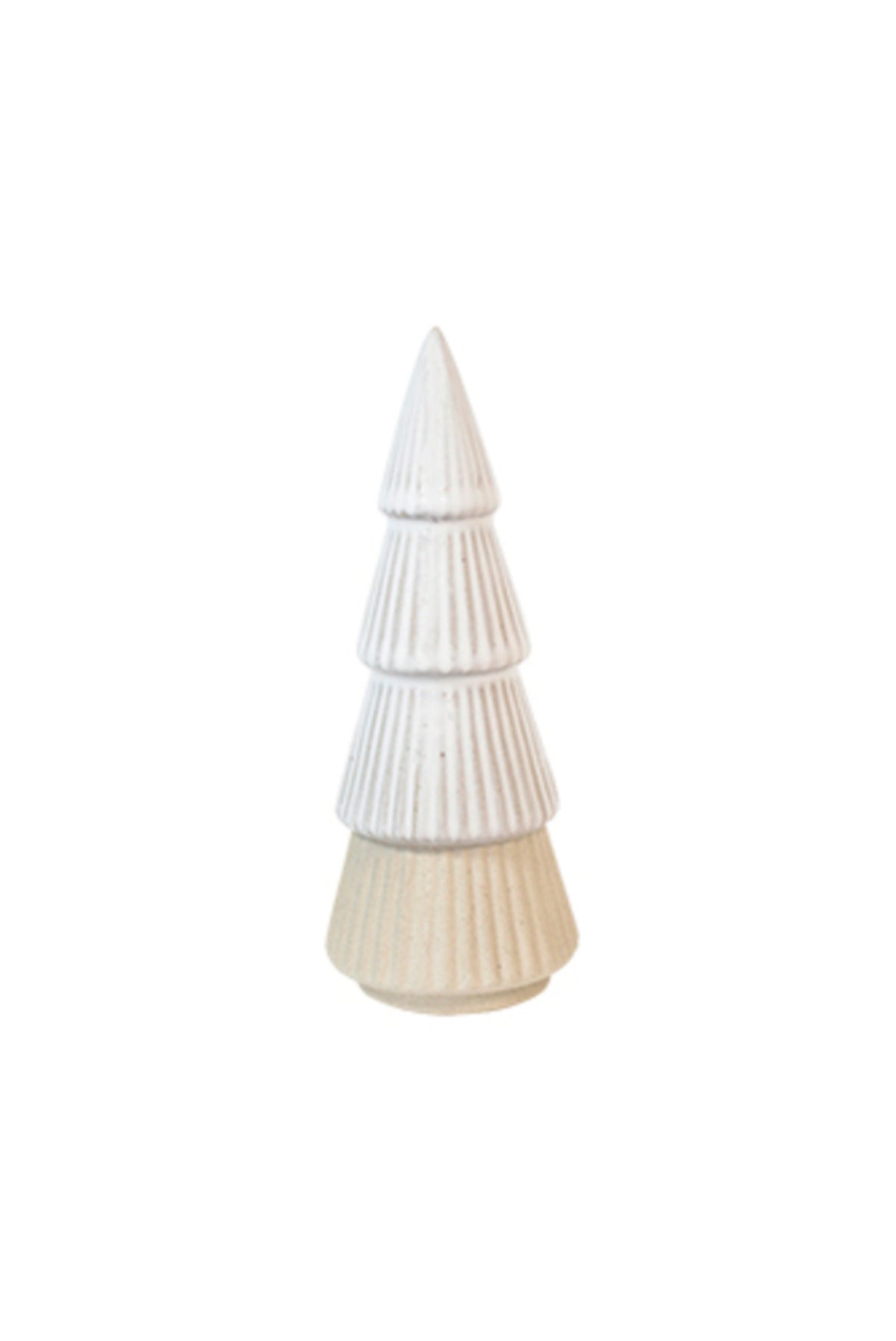 Grey and white ceramic Christmas trees with stacked tiers, small (17.5cm H)
