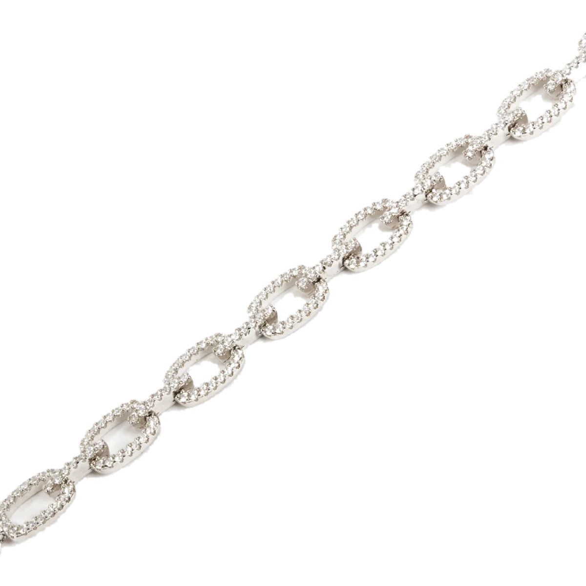 Close view of the Chained Bracelet links, each one edged in tiny clear stones