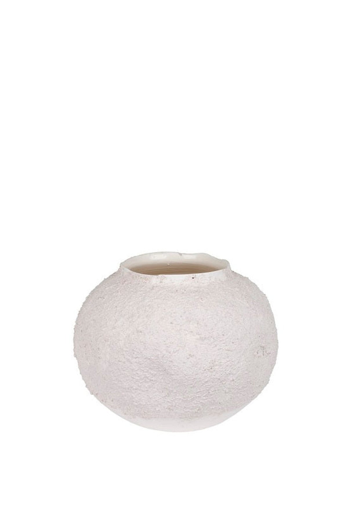 Circulus Vase, large, wide round white textured vessel on white