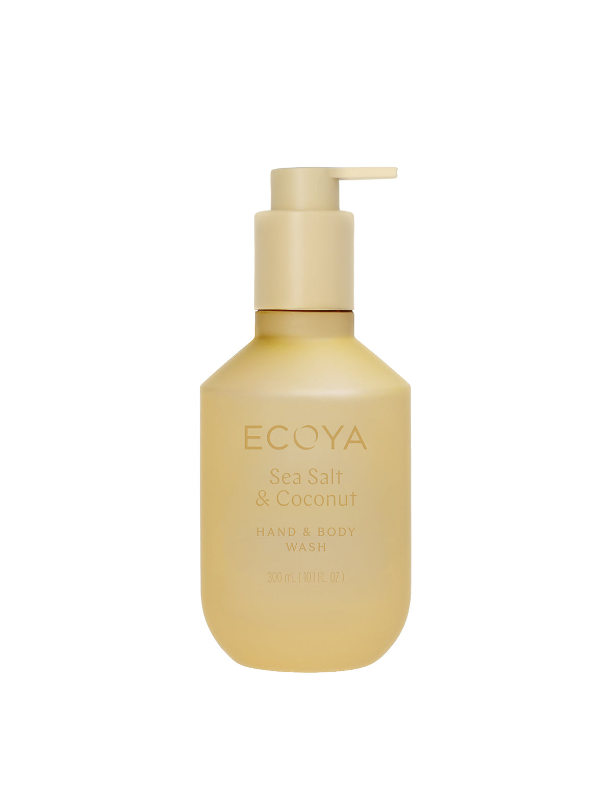 ECOYA Sea Salt & Coconut Hand & Body Wash 300ml in a pale gold pump bottle