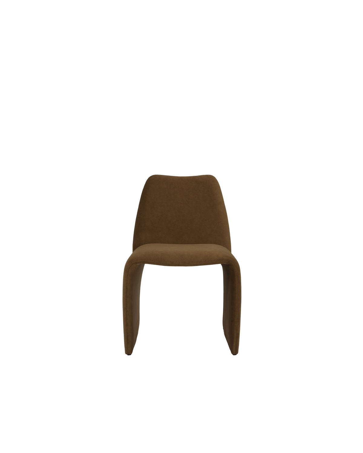 Front view of the darker Easy Chair showing the rounded backrest and curved seat edge