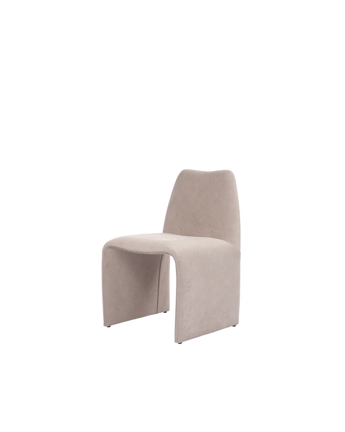 Easy Chair in the lighter taupe colour, three-quarter view showing the sweeping leg