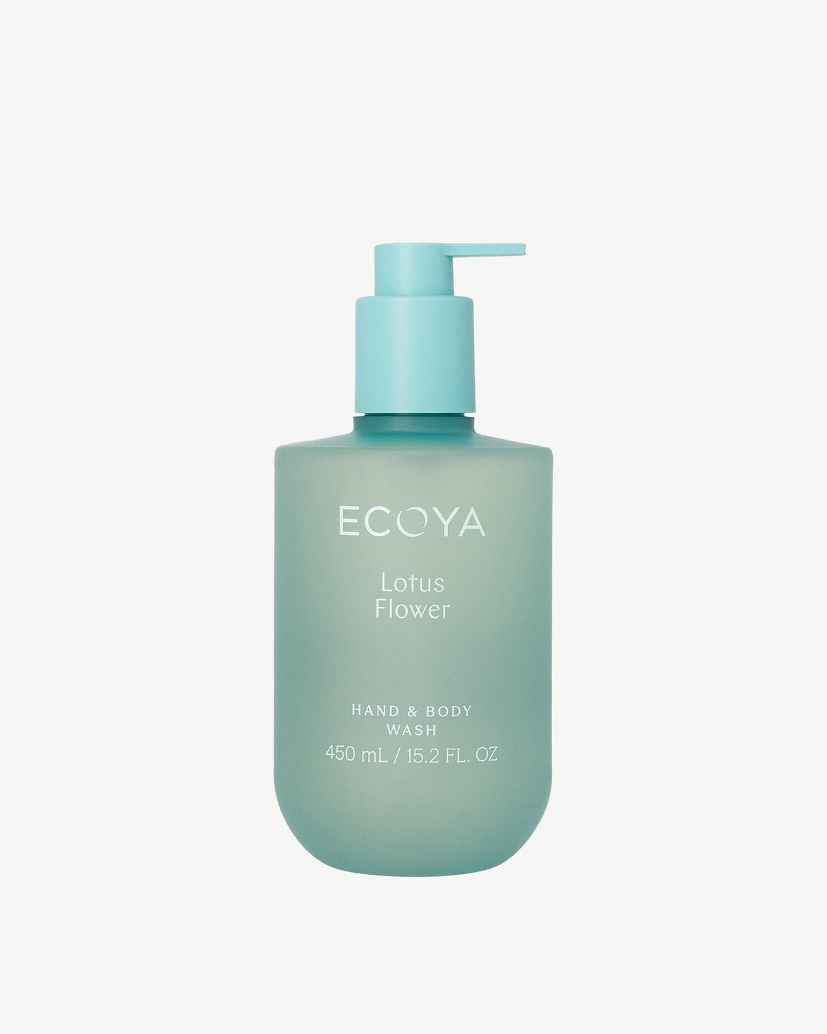 Ecoya Lotus Flower Hand & Body Wash 450ml bottle in soft blue, front view