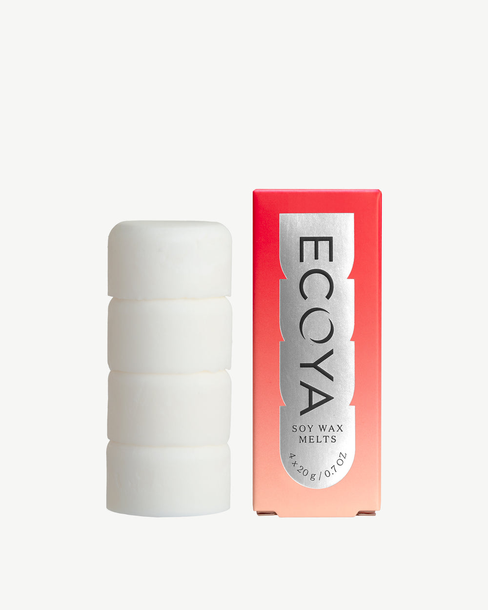 ECOYA Guava & Lychee Sorbet Soy Wax Melt in red gradient box packaging with ceramic warmer, on white background.