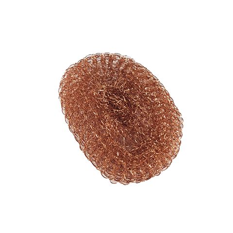 Round copper cleaning sponge, on white