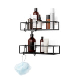This Umbra bathroom shelf features a bent wire design, offering a stylish and convenient storage solution for your Cubiko Shower Bins, Set Of 2 such as soap, shampoo, and more. The shelf can be easily installed with adhesive installation.