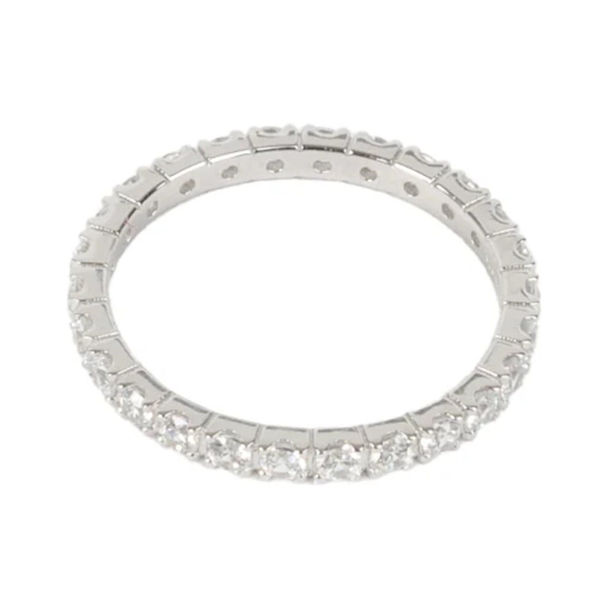 Go Around Stacker Ring by Federation in Silver, fine band set all round with clear stones