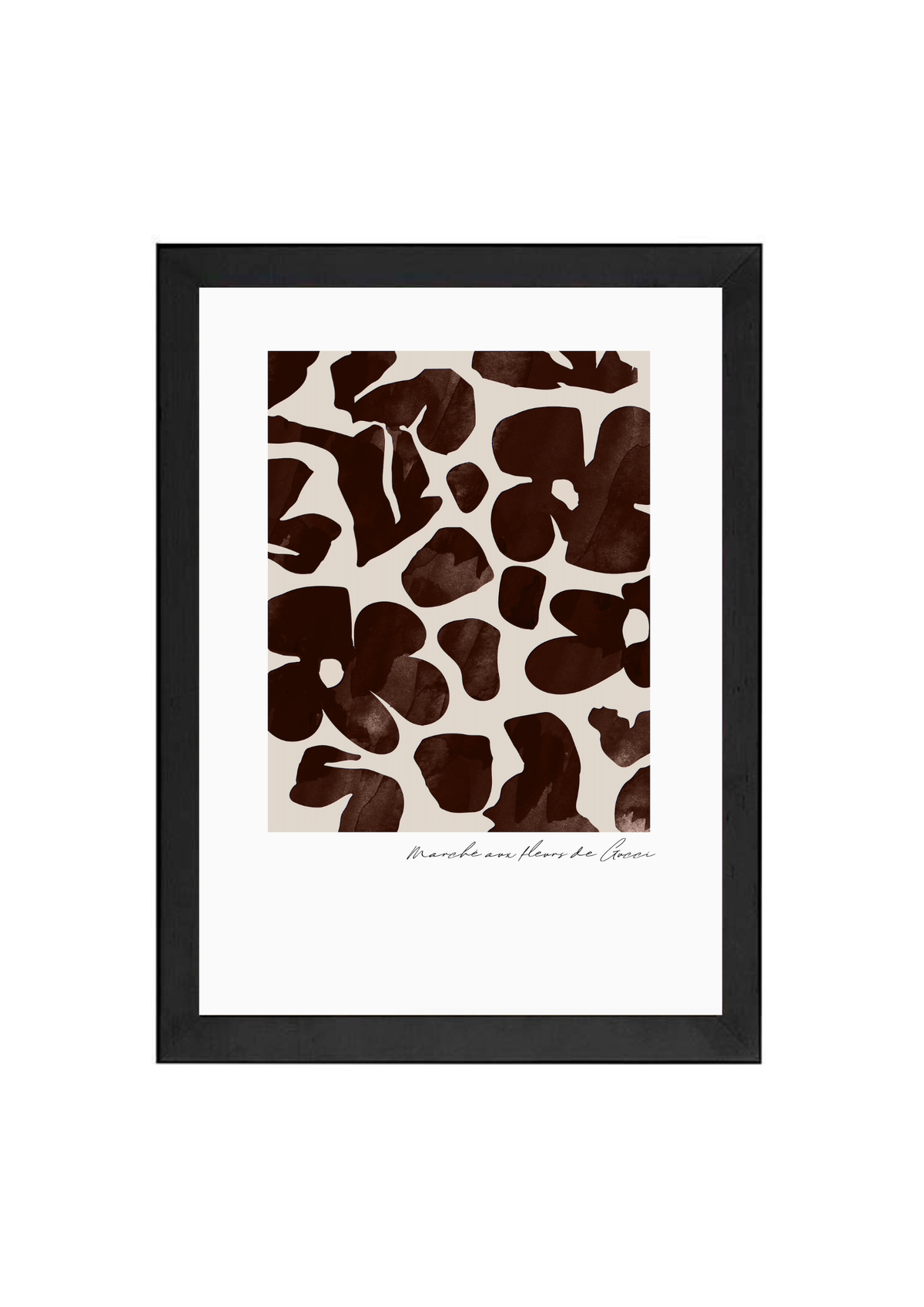 Gucci Flower Market Print in Chocolate by Papier HQ in a matte black frame