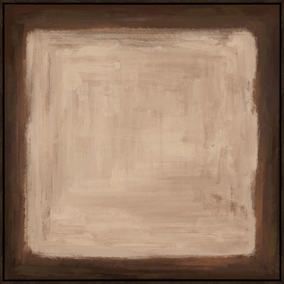 Full canvas view showing brushed sand-coloured strokes inside a deep brown border with soft edges